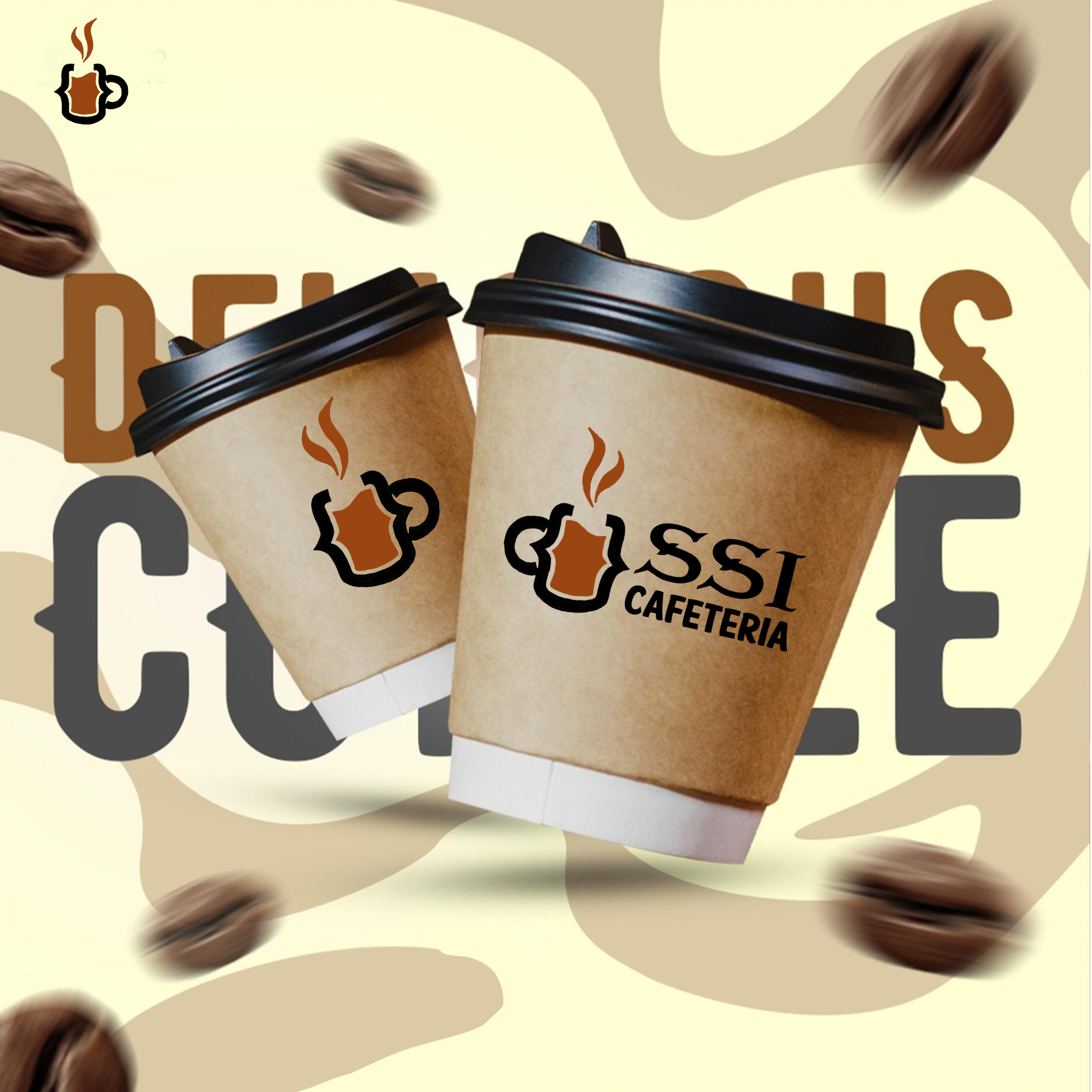 Imagem do card, com dois copos de café no centro.