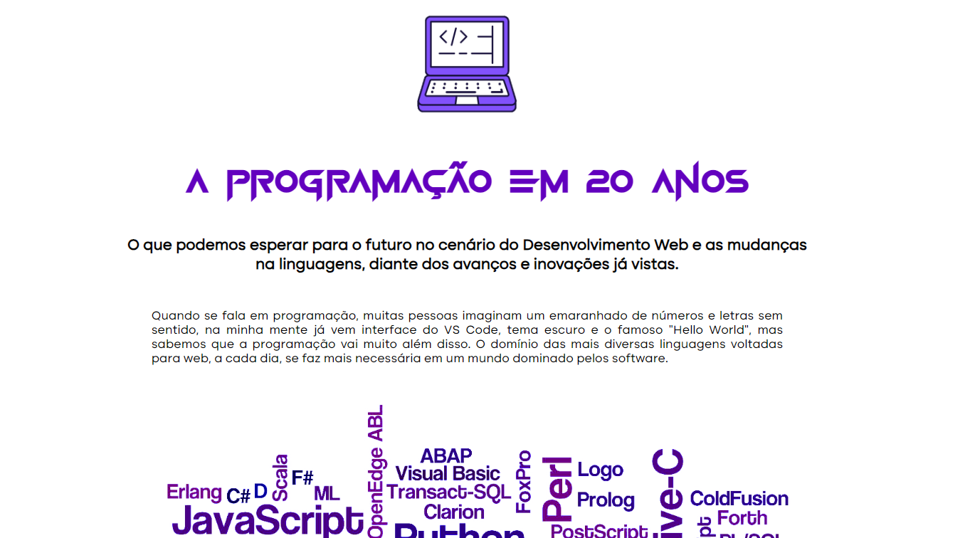 texto futuro da programação